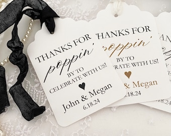 Printed Thanks for Poppin' By Wedding Bridal Shower Favor Tags, Popcorn Favor Tags, Popcorn Wedding Tags, Popcorn Bridal Tags, Personalized