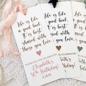 Personalized Birthday Bookmark Favors: &#39;Life is Like a Good Book&#39;