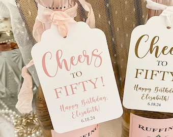 Personalized Birthday Wine Favor Tags: Cheers to [Age]!