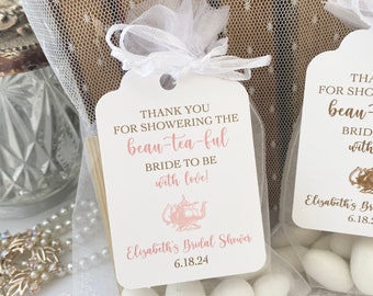 Beau-tea-ful Bride to Be Favor Bags, Bridal Tea Party Favors, Tea Party Bridal Shower Gift Bags