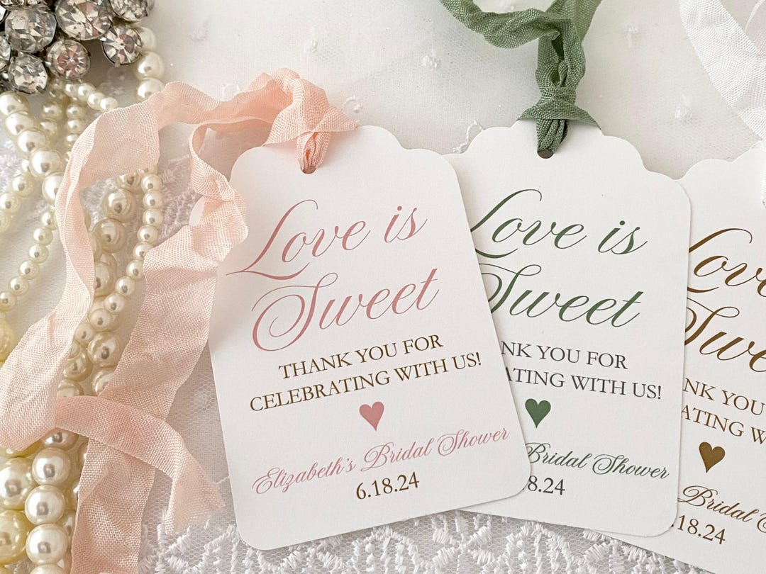 Love is Sweet Favor Tags: Personalized Bridal Shower Gift Tags - Etsy
