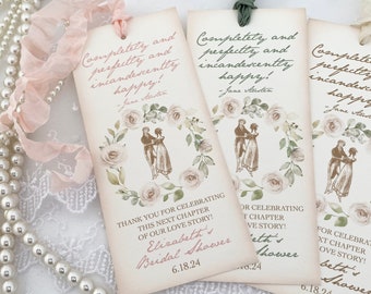 Jane Austen Bookmarks Favors, Printed Jane Austen Bridal Shower Favors, Pride and Prejudice Favor Gifts, Regency Wedding Favors, Vintage