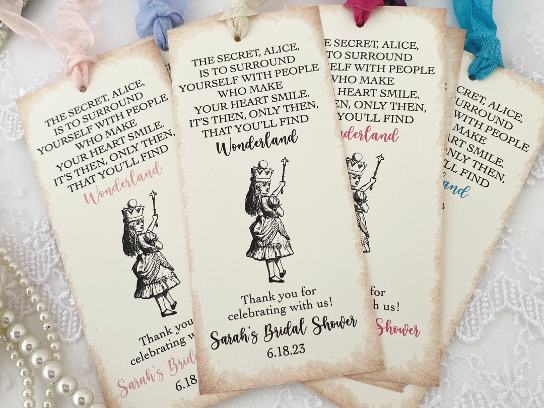 Alice in Wonderland Bridal Shower Bookmarks Favors Wonderland Etsy