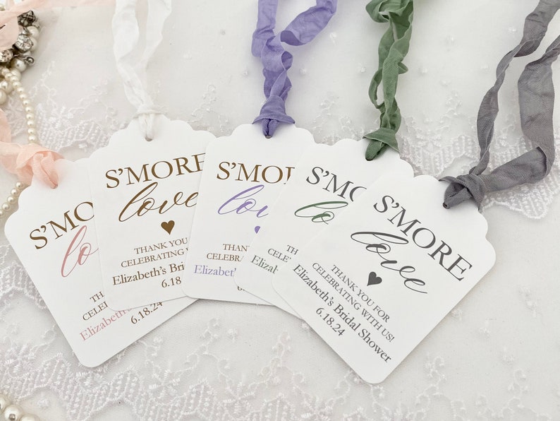 Printed Bridal Shower S'more Favor Gift Tags, Personalized S'mores Bar Tags Labels, Bridal Shower Wedding S'more Tags, S'more Love Tag image 3