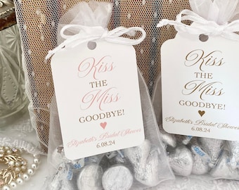 Kiss the Miss Goodbye Favor Bags: Bridal Shower Hershey Kiss Tags