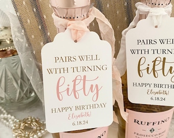 Personalized Birthday Wine Tags: Milestone Favor Tags