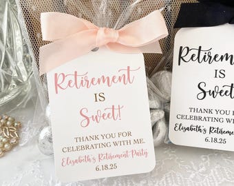 Retirement Favor Bags: Personalized Candy Treat, Ribbon Ties (DIY Kit)