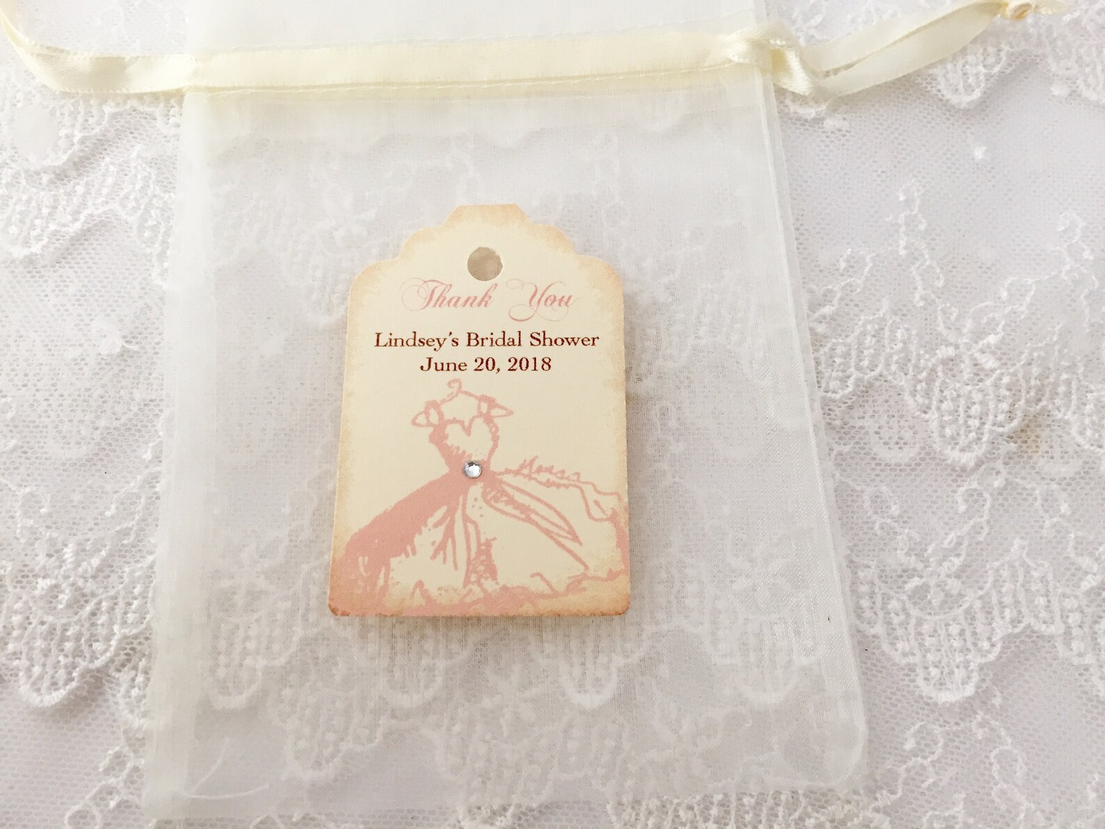 Bridal Shower Favor Bags Organza Bags and Dress Tags Pink Etsy
