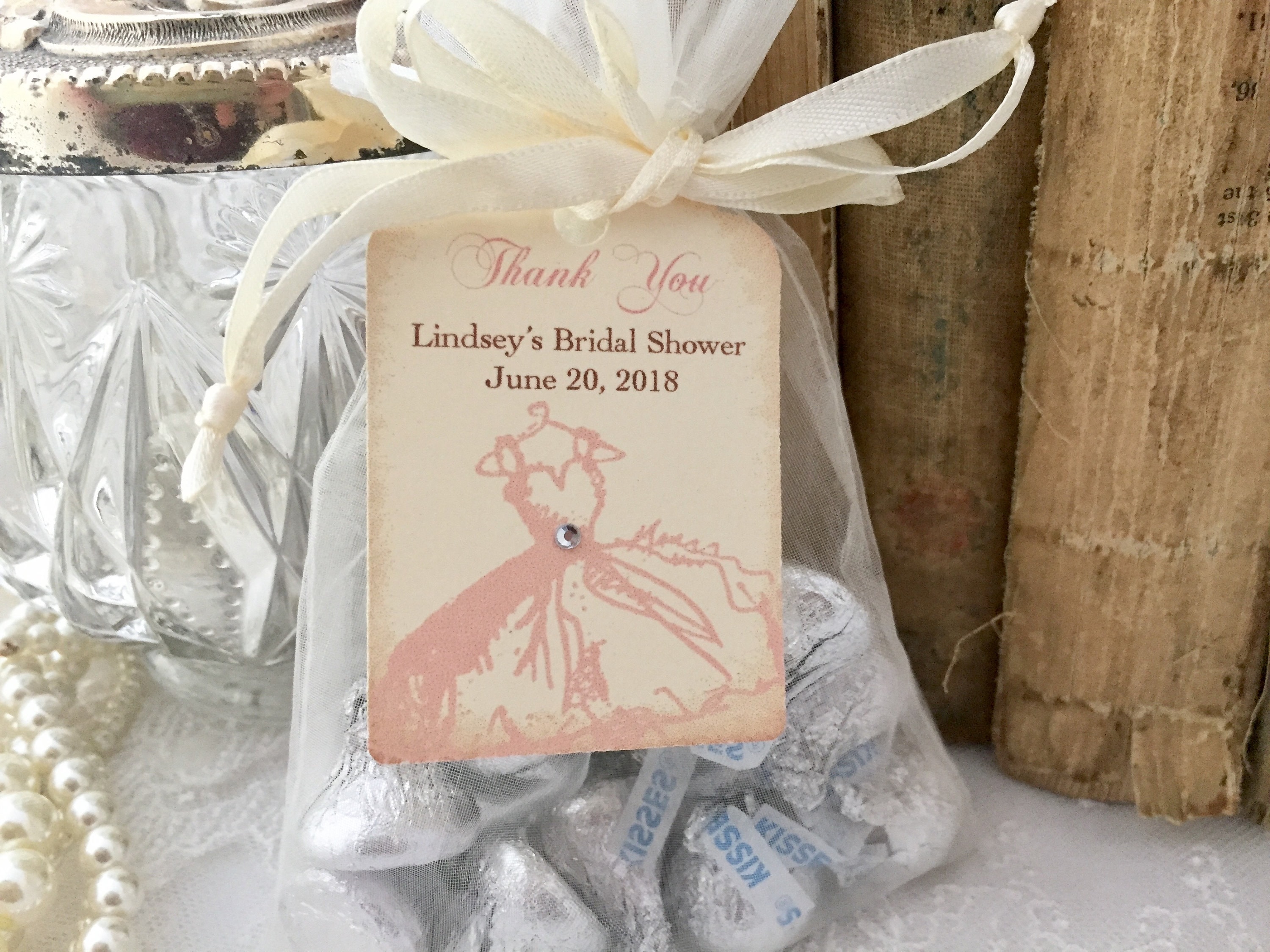 Bridal Shower Favor Bags Organza Bags and Dress Tags Pink Etsy