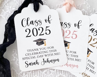 Printed Class of 2025 Graduation Favor Gift Tags, Personalized Graduation Party Tags Labels, Congrats Grad Tags, Graduation Party Decor