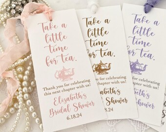 Tea Party Bookmark Favors: Personalized Bridal Shower Gifts