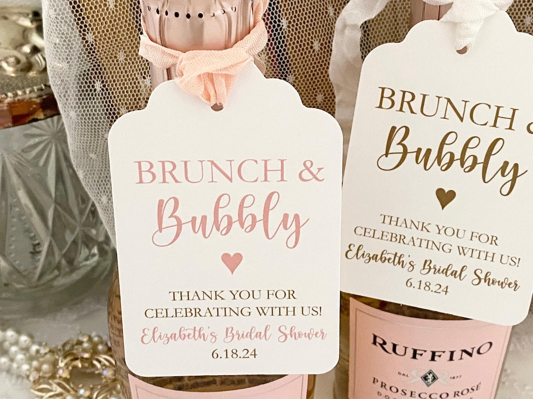 Brunch and Bubbly Bridal Shower Favor Tags: Personalized Champagne Tags ...