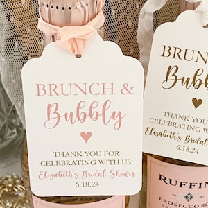 Brunch and Bubbly Bridal Shower Favor Tags: Personalized Champagne Tags