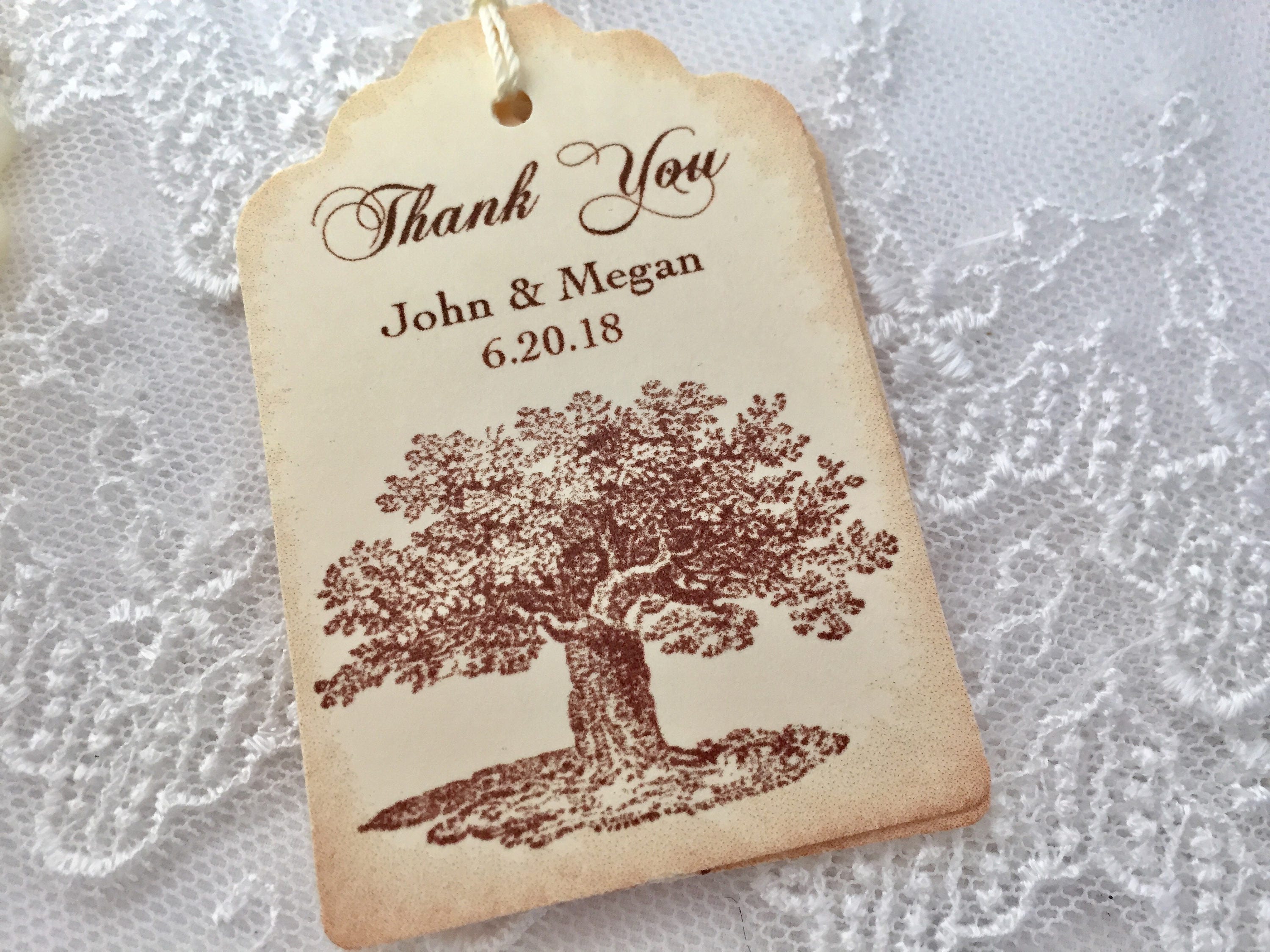Tree Favor Tags Oak Tree Tags Wedding Tree Tags Set of 10