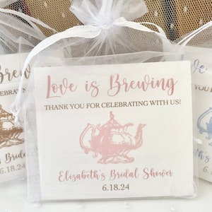 Tea Party Favors, Tea Party Gift, Love is Brewing Favors, Bridal Tea Party Favors, Bridal Tea Favors image 1