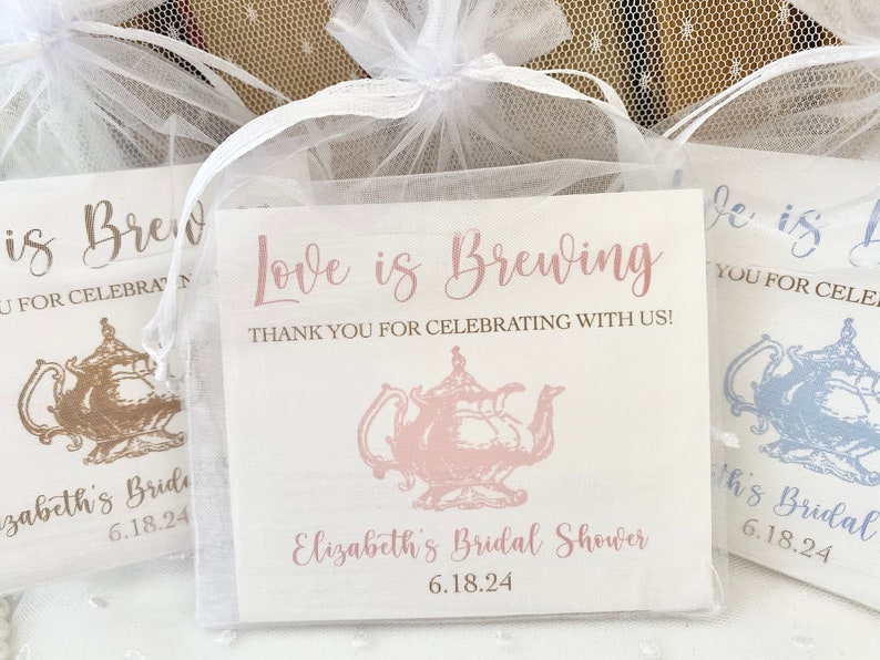 Tea Party Favors, Tea Party Gift, Love is Brewing Favors, Bridal Tea Party Favors, Bridal Tea Favors image 1