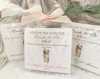 Jane Austen Pride and Prejudice Tea Party Favors, Regency Tea Party Gift Bags for Guests, A Cup of Tea with the Bride To Be Tea Party Favors