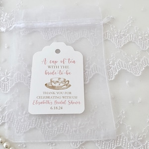 Tea Party Bridal Shower Favor Bags and Tags, A Cup of Tea with the Bride to Be Favors, Bridal Shower Tea Party Favor Tags, Tea Themed Shower image 3
