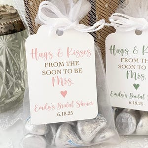 Hugs & Kisses Bridal Shower Favor Bags: Organza, Personalized Tags image 3