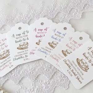 Tea Party Bridal Shower Favor Bags and Tags, A Cup of Tea with the Bride to Be Favors, Bridal Shower Tea Party Favor Tags, Tea Themed Shower image 5