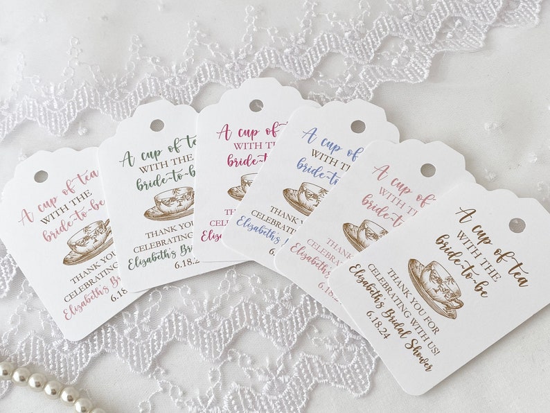 Tea Party Bridal Shower Favor Bags and Tags, A Cup of Tea with the Bride to Be Favors, Bridal Shower Tea Party Favor Tags, Tea Themed Shower image 5