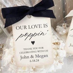 Rustic Wedding Popcorn Favors, Popcorn Wedding Bags, Our Love is Popping&#39; Bags, Country Wedding Treat Bags, Printed, Engagement Favors