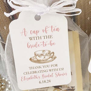 Tea Party Bridal Shower Favor Bags and Tags, A Cup of Tea with the Bride to Be Favors, Bridal Shower Tea Party Favor Tags, Tea Themed Shower