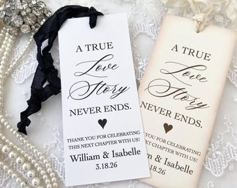 Love Story Wedding Favor Bookmarks: Personalized Bridal Shower Keepsake