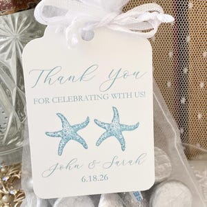 Beach Wedding Favor Bags: Starfish, Seashell, Personalized Tags image 1