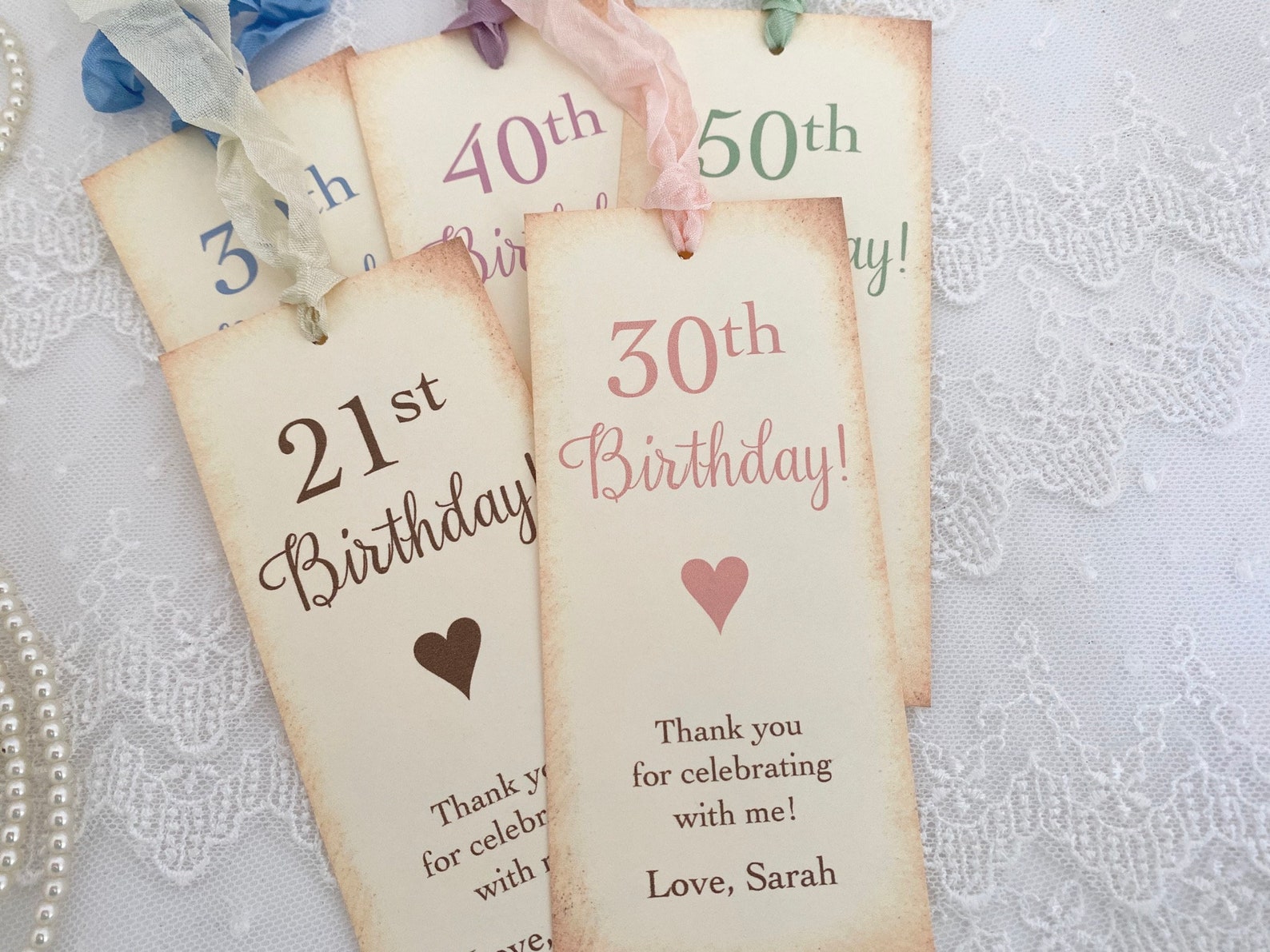 Birthday Bookmark Favors Happy Birthday Bookmarks 30th | Etsy