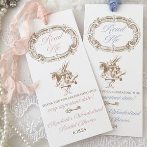 Alice in Wonderland Bookmarks: Bridal Shower Favors