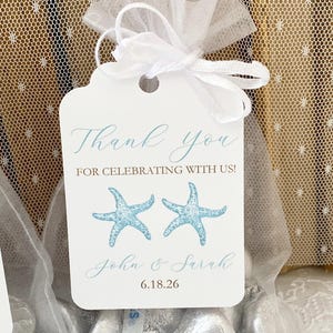 Beach Wedding Favor Bags: Starfish, Seashell, Personalized Tags image 3