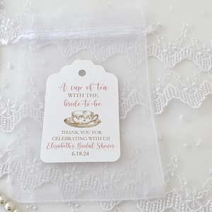 Tea Party Bridal Shower Favor Bags & Personalized Tags image 3