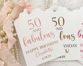 Printed 50th Birthday Gift Tags, Fabulous Party Favors