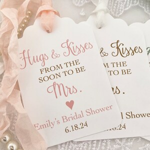 Printed Hugs and Kisses from the Soon to Be Mrs. Favor Gift Tags, Hugs and Kisses Bridal Shower Tags, Kisses Candy Favor Tags