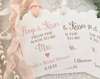 Printed Hugs and Kisses from the Soon to Be Mrs. Favor Gift Tags, Hugs and Kisses Bridal Shower Tags, Kisses Candy Favor Tags
