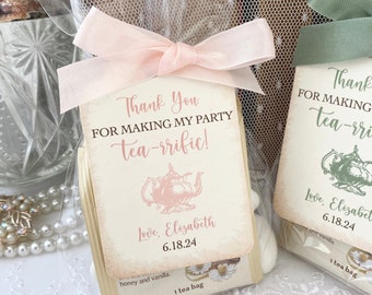 Thank You for Making my Tea Party Tea-rrific! Tea Party Thank You Favor Bags for Guest, Bridal Shower Tea Party Tea Bag Favor Thank You Bags