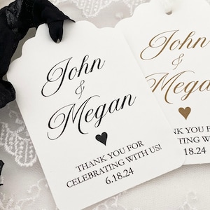 Personalized Wedding Favor Tags: Bride and Groom Names