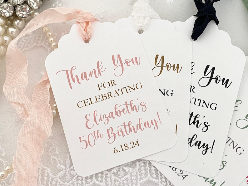 Personalized Birthday Favor Tags: Thank You Gift Tags afbeelding 2