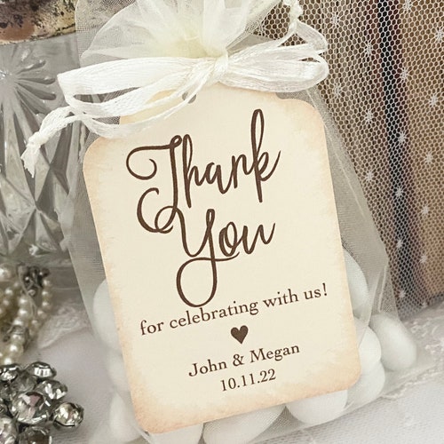 10 Kraft Ivory Gift Tags Wedding Favour Personalised Embossed Thank You o7