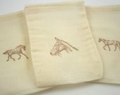 Horse Muslin Favor Bags Baby Shower Stamped Birthday Party 