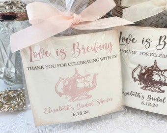 Love is Brewing Tea Party Favors for Bridal Shower, Bridal Shower Tea Party Favors Gifts for Guests, Bridal Tea Thank You Favors, Printed