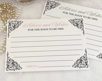 PRINTED Bridal Shower Advice And Wishes Cards for the Soon to Be Mrs Bride, Date Night Idea Cards, Marriage Tip Cards, Couples Shower Advice