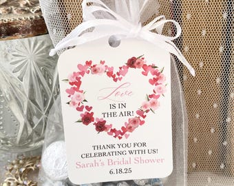 Heart Bridal Shower Favor Bags with Personalized Tags