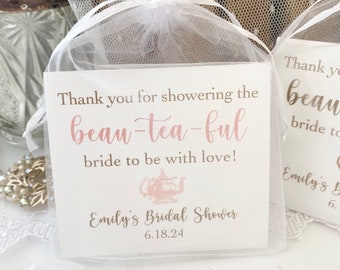 Bea-tea-ful Bride To Be Tea Party Favor Bags, Bridal Shower Tea Party Favors, Tea Bag Favors