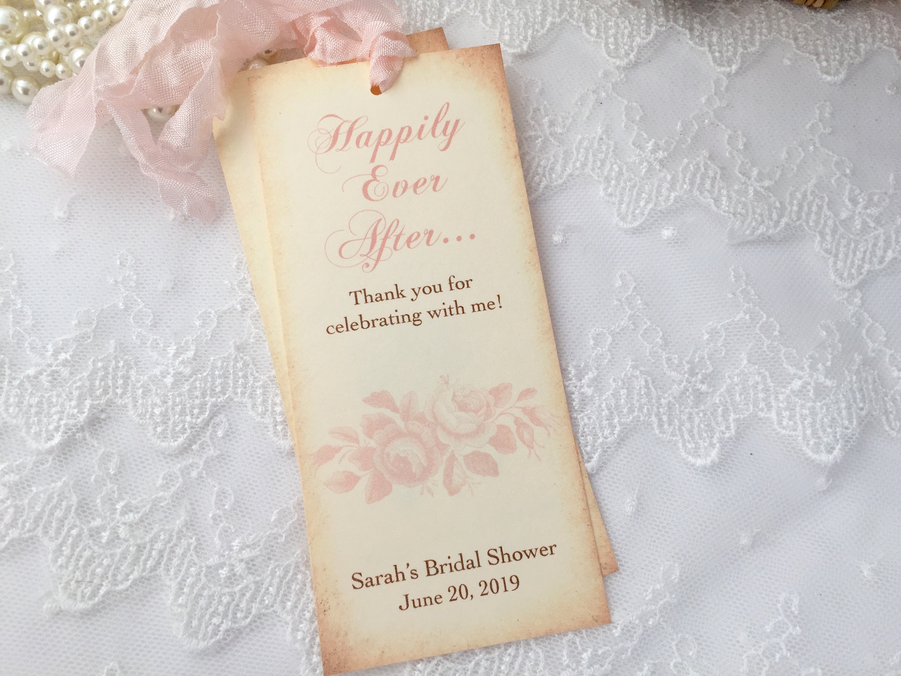 Printed Bridal Shower Bookmark Favors Victorian Shower Gifts Etsy