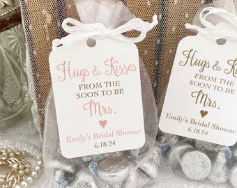 Hugs & Kisses Bridal Shower Bags, Hershey Kiss Bridal Shower Bags, Organza Bags and Tags, Printed