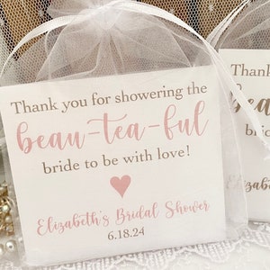 Bea-tea-ful Bride To Be Bridal Shower Tea Party Favor Bags, Tea Party Bridal Shower Favors, Tea Bag Favors image 1