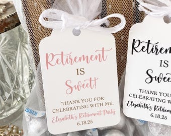 Personalized Retirement Favor Bags: Organza Treat Bags with Tags
