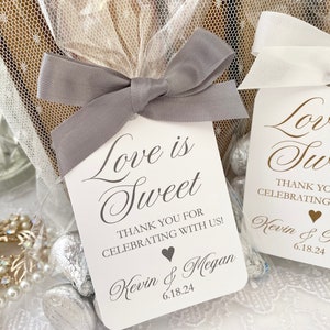 Love is Sweet Wedding Favor Bags, Wedding Bags for Candy Cookies, Reception Favor Gift Bags for Guests, Take Home Thank You Bags, Printed image 1
